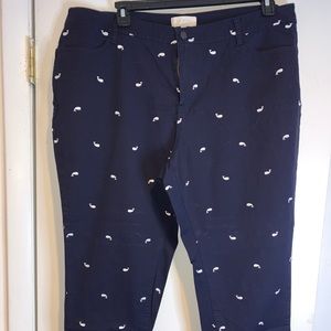 Talbots Embroidered Whale Navy Pants sz 20w